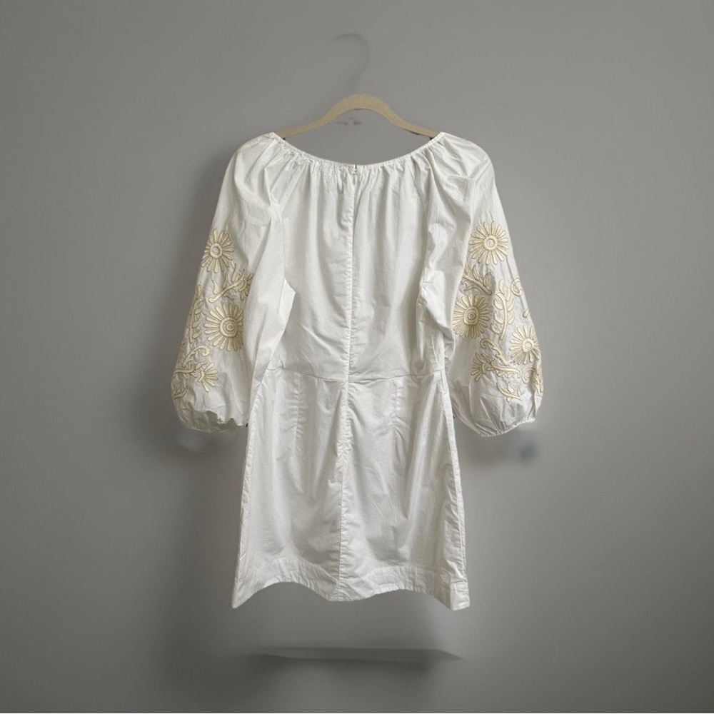 NWOT- Ann Taylor White Embroidered Puff-Sleeve Mini Dress Size 8 - Picture 6 of 14